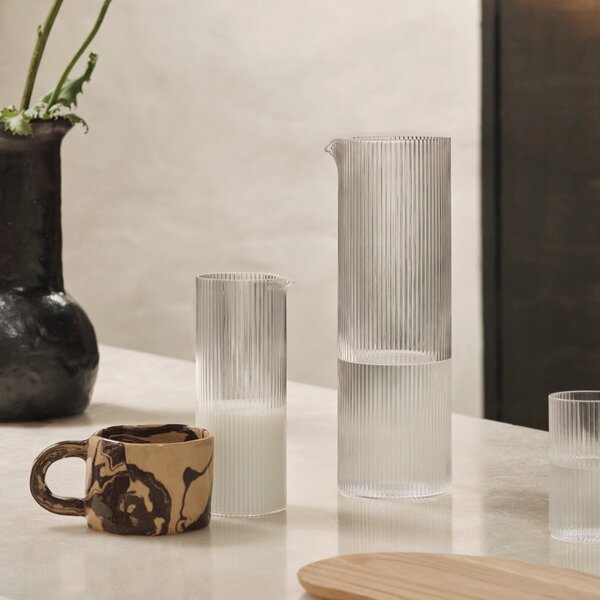 FERM LIVING Skleničky na červené víno Ripple, Clear, sada 2 kusů