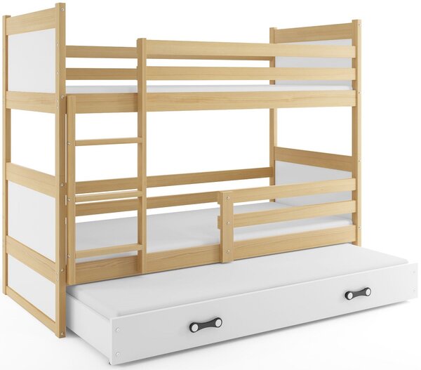Dětská patrová postel s přistýlkou RICO 3 | borovice 80 x 160 cm Barva: Bílá