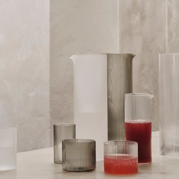 FERM LIVING Skleničky na červené víno Ripple, Clear, sada 2 kusů