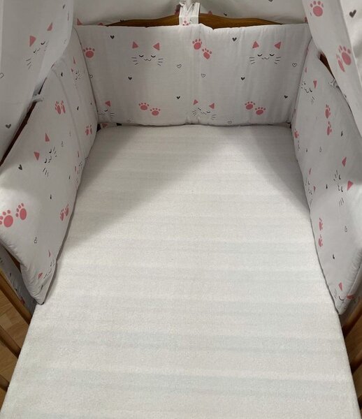 SDS Mantinel do postýlky Kočičky bílá Bavlna/Polyester, 195/28 cm