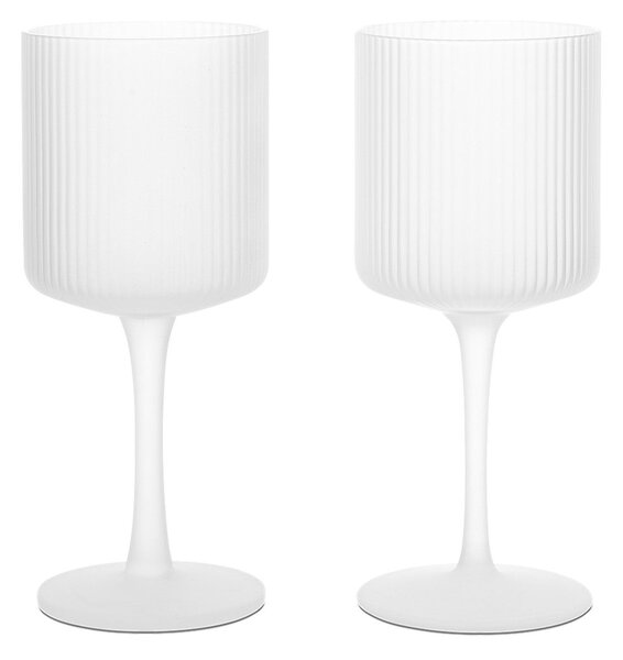 FERM LIVING Skleničky na bílé víno Ripple, Frosted, sada 2 kusů