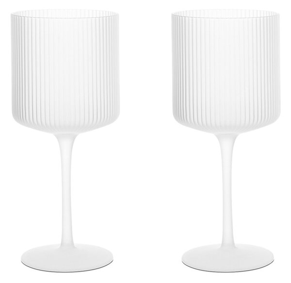 FERM LIVING Skleničky na červené víno Ripple, Frosted, sada 2 kusů