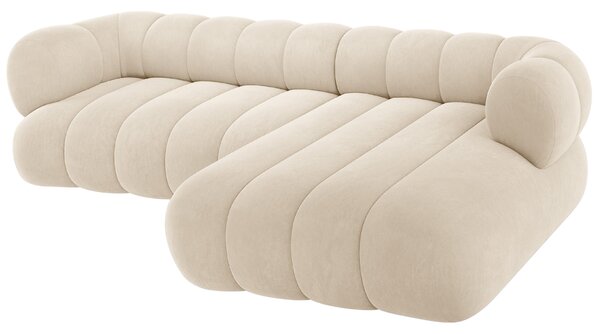 -25 % Dny MOMENTI– Cosmopolitan Design Světle béžová sametová rohová pohovka Koge 270 cm, pravá