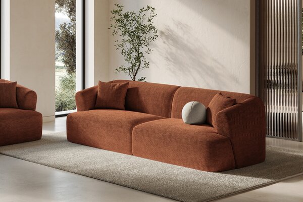 -25 % Dny MOMENTI– Cosmopolitan Design Terakotově oranžová manšestrová trojmístná pohovka Campi 220 cm