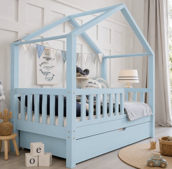 Domečková postel Housebed plus - modrá Velikost: 140/70
