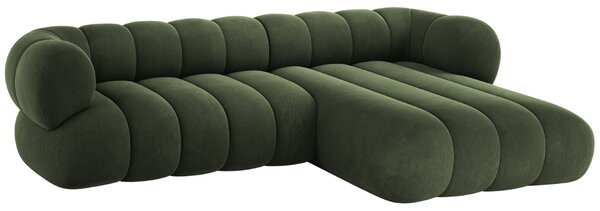 -25 % Dny MOMENTI– Cosmopolitan Design Zelená sametová rohová pohovka Koge 270 cm, pravá