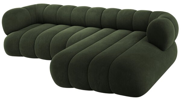 -25 % Dny MOMENTI– Cosmopolitan Design Zelená sametová rohová pohovka Koge 270 cm, pravá