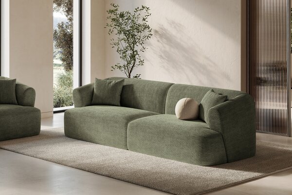 -25 % Dny MOMENTI– Cosmopolitan Design Zelená manšestrová trojmístná pohovka Campi 220 cm