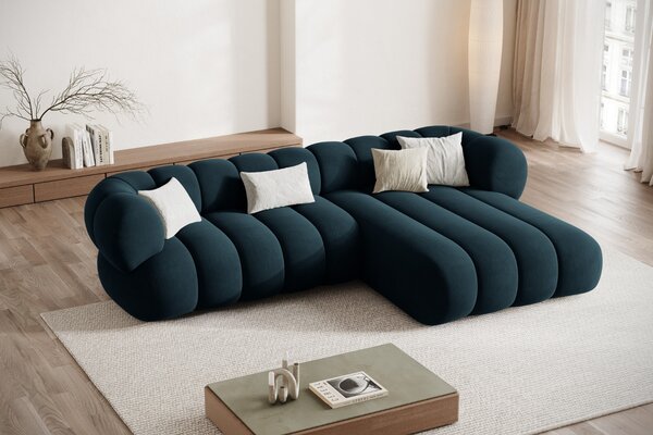 -25 % Dny MOMENTI– Cosmopolitan Design Tmavě modrá sametová rohová pohovka Koge 270 cm, pravá