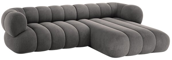 -25 % Dny MOMENTI– Cosmopolitan Design Šedá sametová rohová pohovka Koge 270 cm, pravá