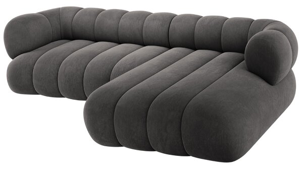-25 % Dny MOMENTI– Cosmopolitan Design Šedá sametová rohová pohovka Koge 270 cm, pravá