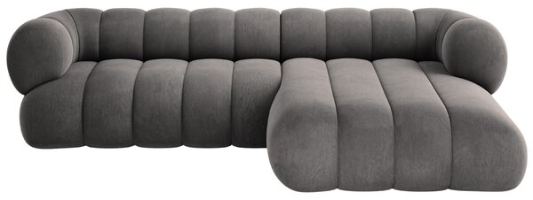 -25 % Dny MOMENTI– Cosmopolitan Design Šedá sametová rohová pohovka Koge 270 cm, pravá