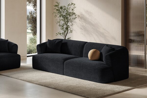 -25 % Dny MOMENTI– Cosmopolitan Design Černá manšestrová trojmístná pohovka Campi 220 cm