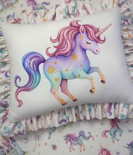 Dekorační polštářek Unicorn s volánkem