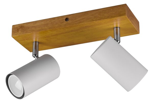 Trio Leuchten 812400231 MARLEY wood white - Stropní bodové svítidlo v bílé barvě se dřevěnou monturou 2 x GU10 (Stropní bodovka s naklápěcími hlavami)