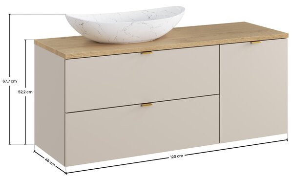 Comad Set koupelnového nábytku Dalia Cashmere 120 kašmír mat/dub cremona (4 kusy nábytku)