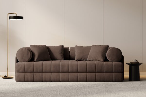 -25 % Dny MOMENTI– Cosmopolitan Design Hnědá sametová rozkládací pohovka Kemi 206 cm