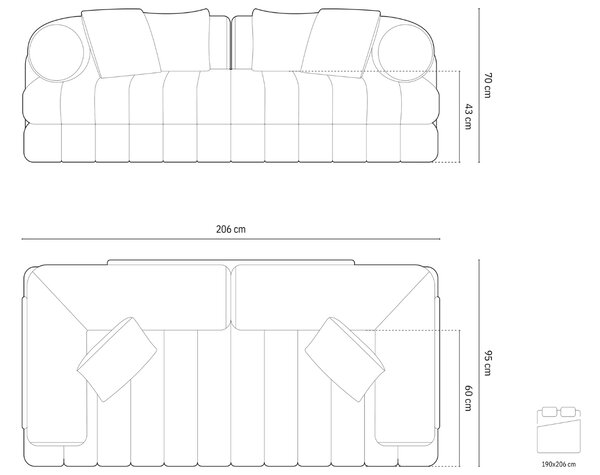 -25 % Dny MOMENTI– Cosmopolitan Design Béžová sametová rozkládací pohovka Kemi 206 cm