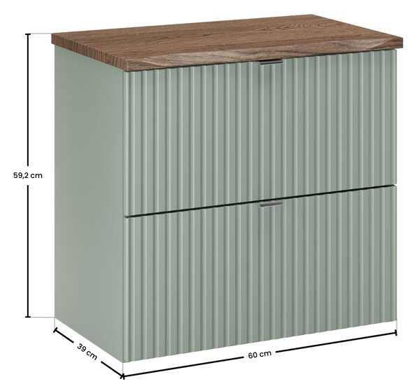 Comad Koupelnová skříňka pod deskové umyvadlo Line Reed Green 60 rákosově zelená/dub casella