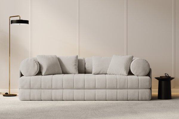 -25 % Dny MOMENTI– Cosmopolitan Design Béžová sametová rozkládací pohovka Kemi 206 cm