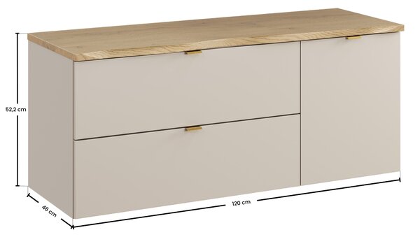 Comad Set koupelnového nábytku Dalia Cashmere 120 kašmír mat/dub cremona (3 kusy nábytku)