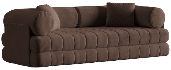 -25 % Dny MOMENTI– Cosmopolitan Design Hnědá sametová rozkládací pohovka Kemi 206 cm