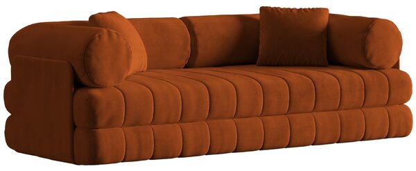 -25 % Dny MOMENTI– Cosmopolitan Design Terakotově oranžová sametová rozkládací pohovka Kemi 206 cm