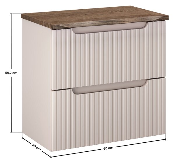 Comad Koupelnová skříňka pod deskové umyvadlo Nova Cashmere 60 kašmír/dub casella