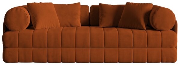 -25 % Dny MOMENTI– Cosmopolitan Design Terakotově oranžová sametová rozkládací pohovka Kemi 206 cm