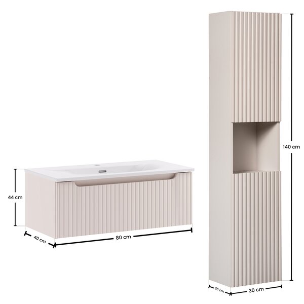 Comad Set koupelnového nábytku Nova Cashmere 80 kašmír mat (3 kusy nábytku)