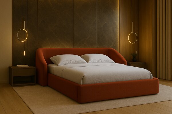 -25 % Dny MOMENTI– Cosmopolitan Design Terakotově oranžová dvoulůžková postel Campi 160 x 200 cm s úložným prostorem