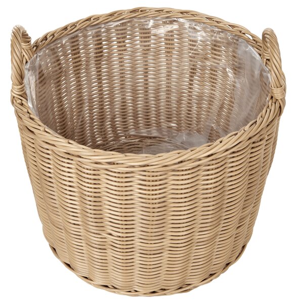 Sada 3 proutěných květináčů PENDULA 33/37/45 cm Přírodní Umělý ratan