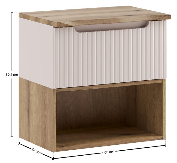 Comad Koupelnová skříňka pod deskové umyvadlo Nova Cashmere 60 kašmír mat/dub coast evoke