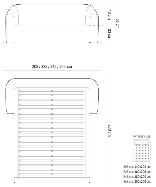 -25 % Dny MOMENTI– Cosmopolitan Design Světle béžová dvoulůžková postel Campi 160 x 200 cm s úložným prostorem