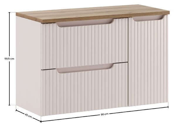 Comad Set koupelnového nábytku Nova Cashmere 90 kašmír mat/dub (3 kusy nábytku)