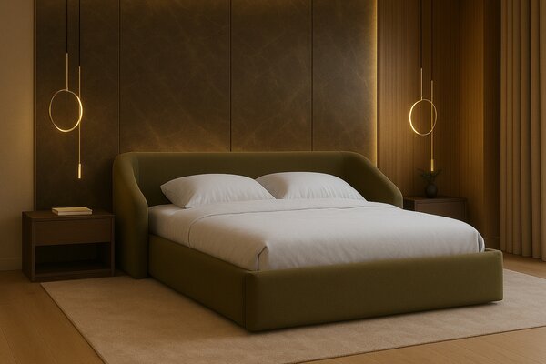 -25 % Dny MOMENTI– Cosmopolitan Design Zelená dvoulůžková postel Campi 160 x 200 cm s úložným prostorem