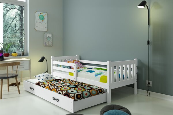 Dětská postel Miroslava - 2 osoby, 80x190 s výsuvnou přistýlkou – Bílá, Bílá