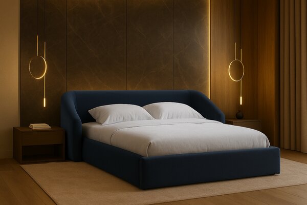 -25 % Dny MOMENTI– Cosmopolitan Design Modrá dvoulůžková postel Campi 160 x 200 cm s úložným prostorem