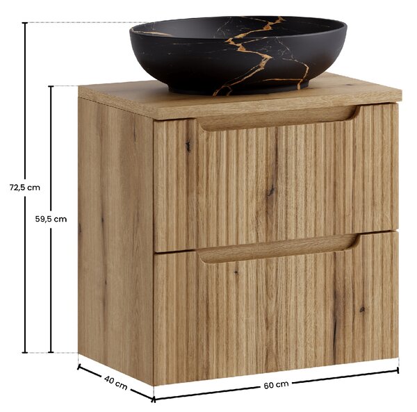 Comad Koupelnová skříňka s deskovým umyvadlem Nova Coast Evoke 60 dub coast evoke