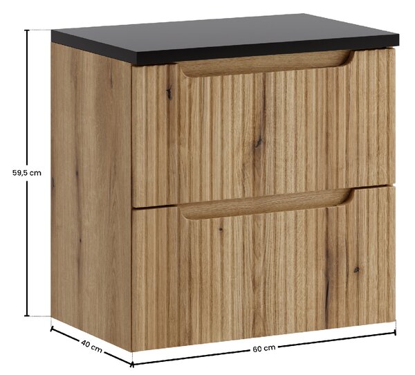 Comad Koupelnová skříňka pod deskové umyvadlo Nova Coast Evoke 60 dub coast evoke/černá mat