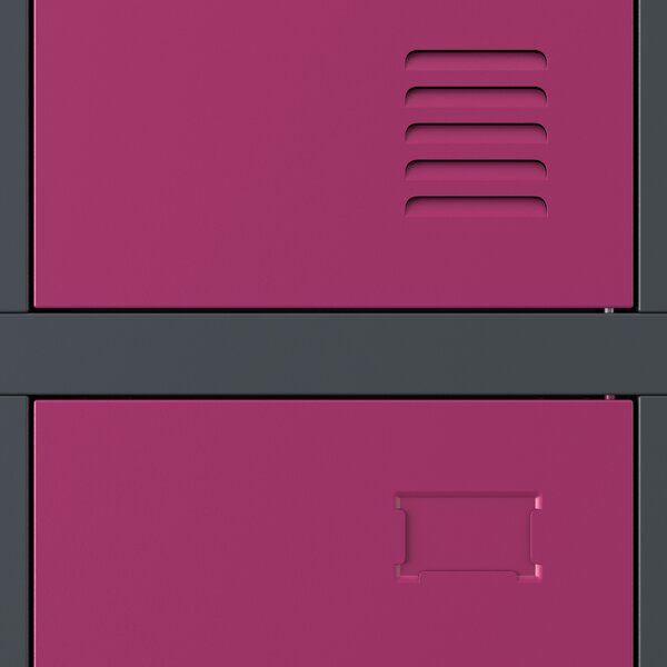 Plechová šatní skříň 6 boxů IGOR, 900 x 1850 x 450 mm, antracit-fuchsia