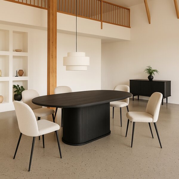 Unique Furniture Černý dubový rozkládací jídelní stůl Nola 180/230 x 95 cm