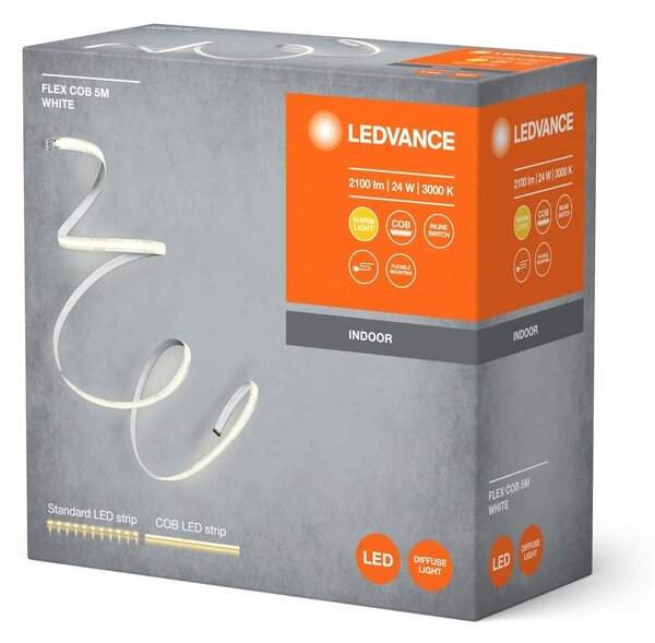 Prémiový LED COB pásek 24 W FLEX 5m, teplá bílá