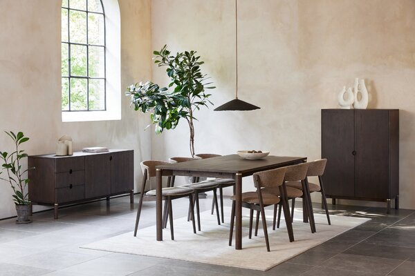 Unique Furniture Tmavá dubová jídelní židle Revere s béžovým sedákem