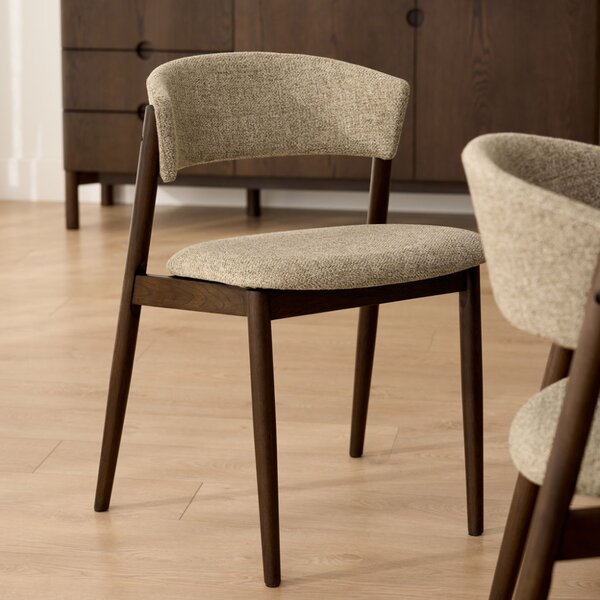 Unique Furniture Tmavá dubová jídelní židle Revere s béžovým sedákem