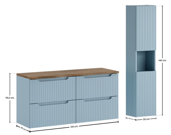 Comad Set koupelnového nábytku Nova Denim 120 denim/dub casella (4 kusy nábytku)
