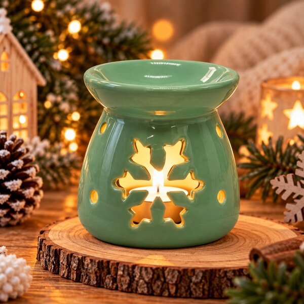 Vánoční aroma lampa mint s vločkou 8 cm 9000365
