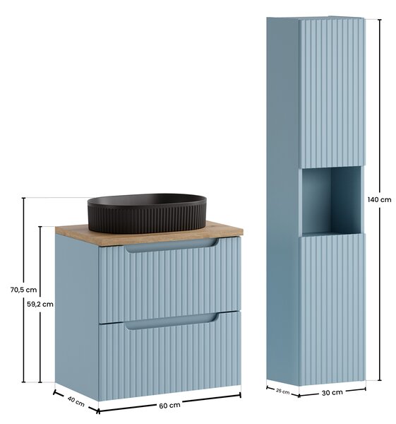 Comad Set koupelnového nábytku Nova Denim 60 denim/dub (4 kusy nábytku)