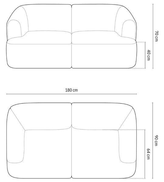 -25 % Dny MOMENTI– Cosmopolitan Design Krémově bílá manšestrová dvoumístná pohovka Campi 180 cm