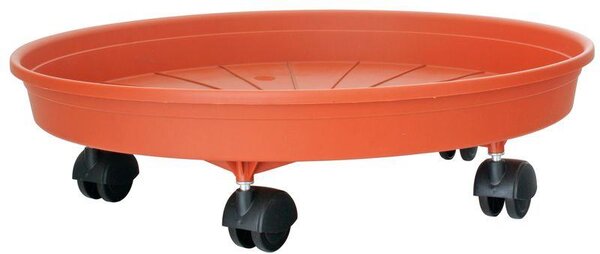 Podložka pod květináč ICS MARGHERITA 35 cm, kulatá, vozík s kolečky, terakota